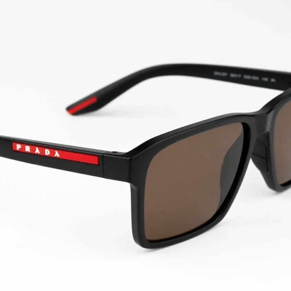 NEW Prada Linea Rossa PS05YS DG050A Black Rubber Brown Unisex Sunglasses